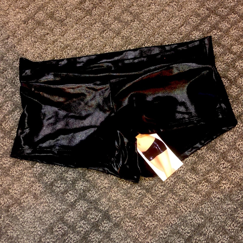 Faux leather booty shorts